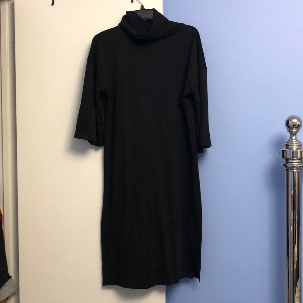 Black turtle neck cotton dress